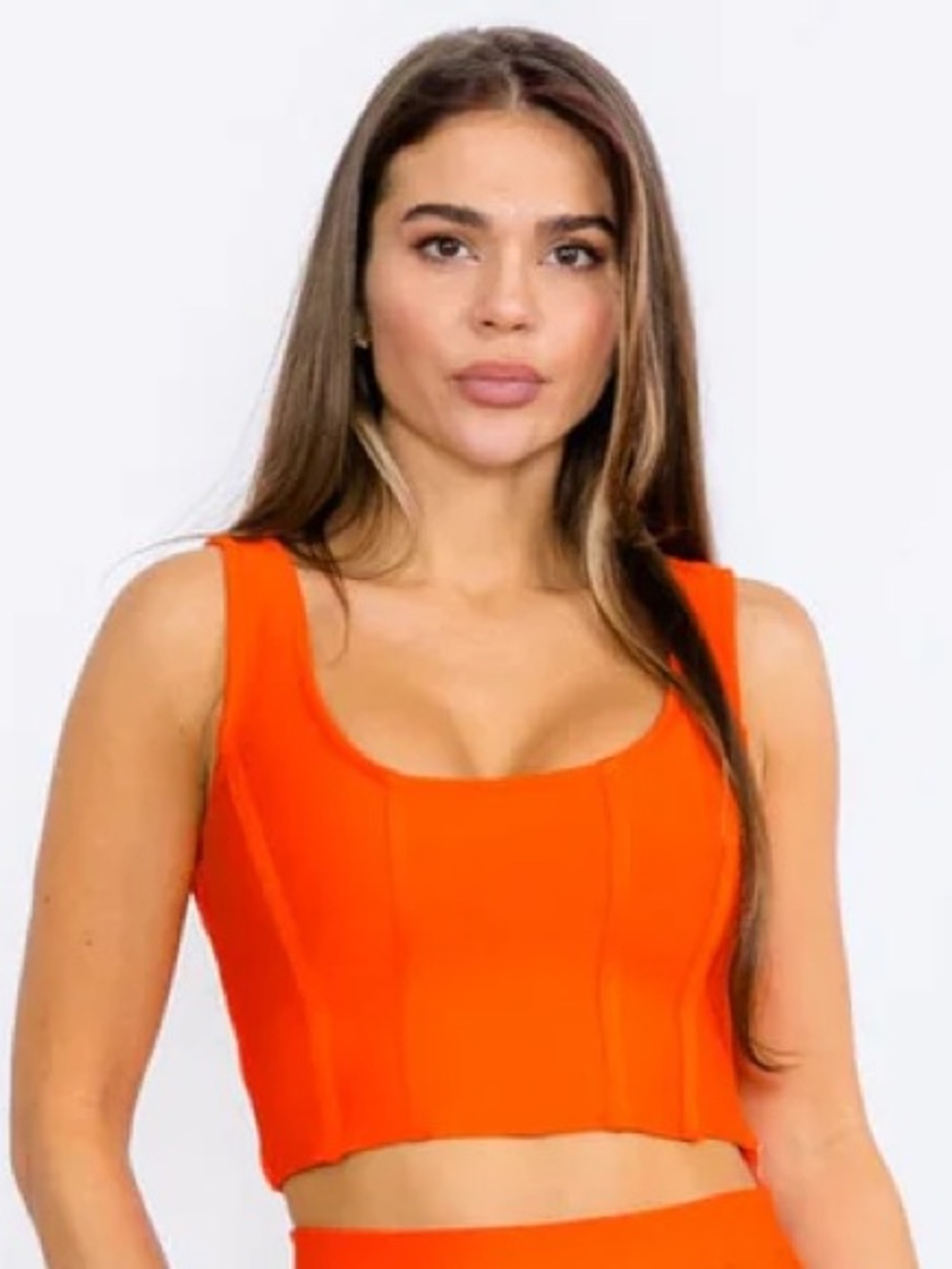 Women's Orange Crop Tank — Sleek High-Rise Design
